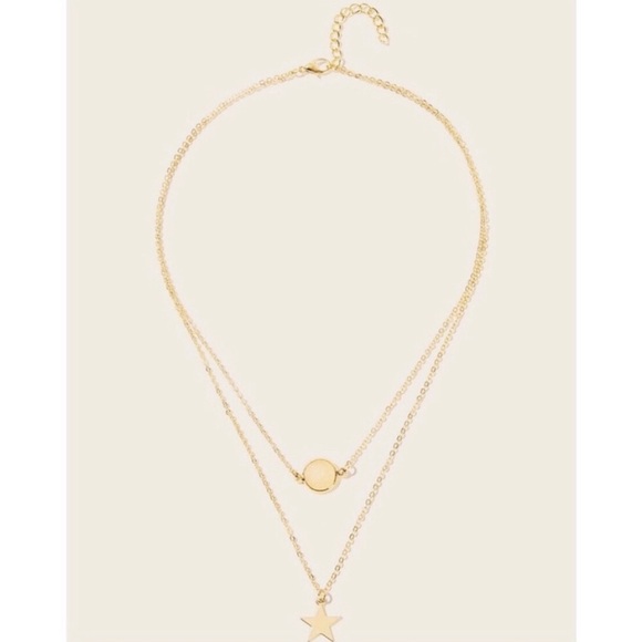 Rose Quartz Gold Star Dainty Layered Necklace - Picture 3 of 4